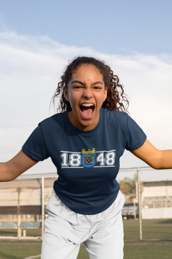 Frauen-T-Shirt "1848" Stadtwappen navy blau