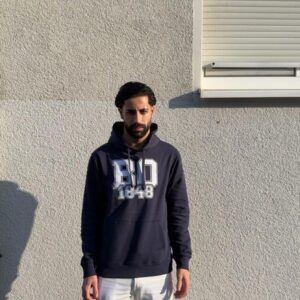 Hoody gestickt navy blau BO 1848 - Bestickung weiß