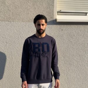 Sweater gestickt "BO 1848  navy blau - Bestickung blau