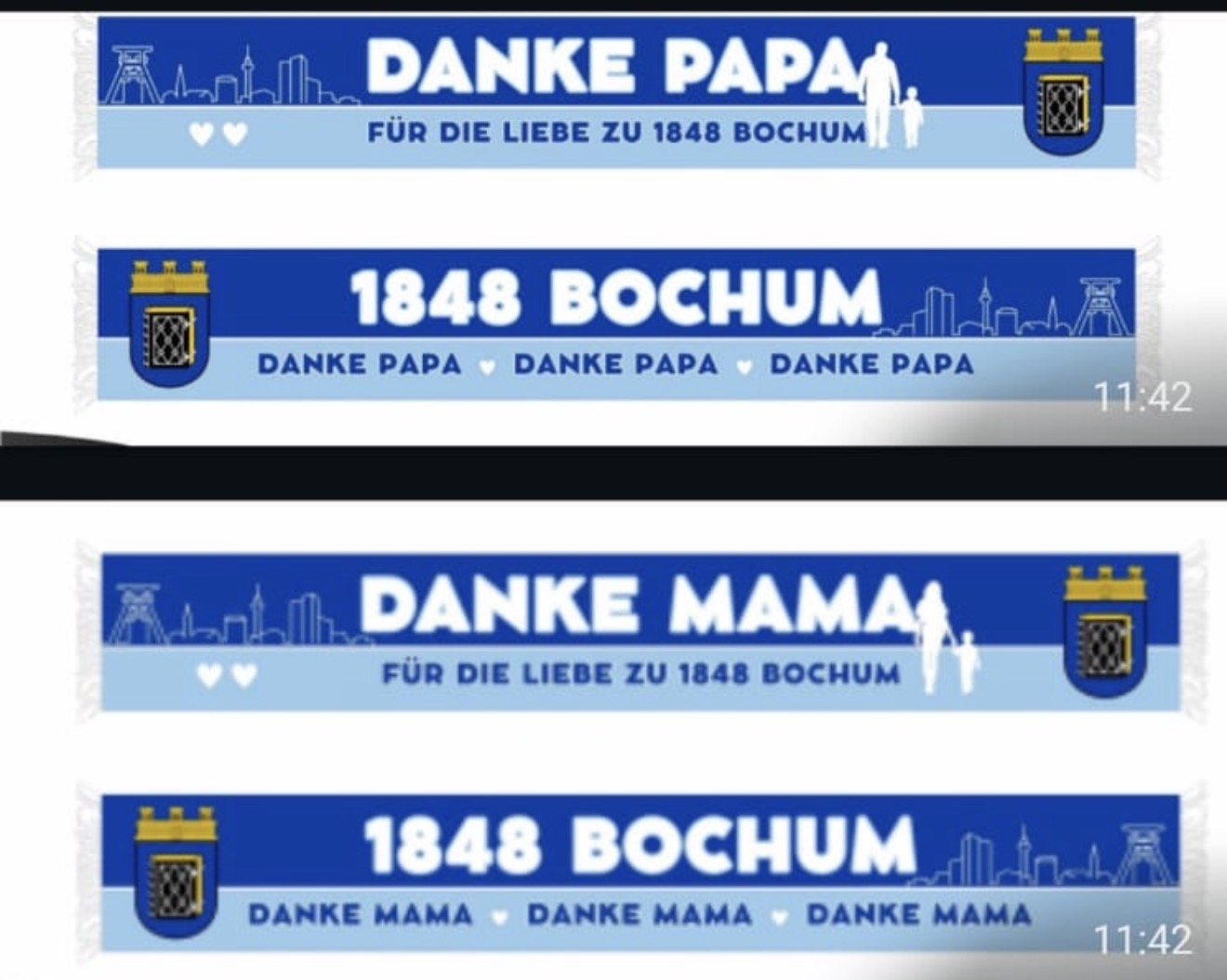 Seidenschal Danke Papa /Danke Mama Bochum 1848