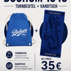 Badetuch Bochum 1848 Gestickt Turn Beutel